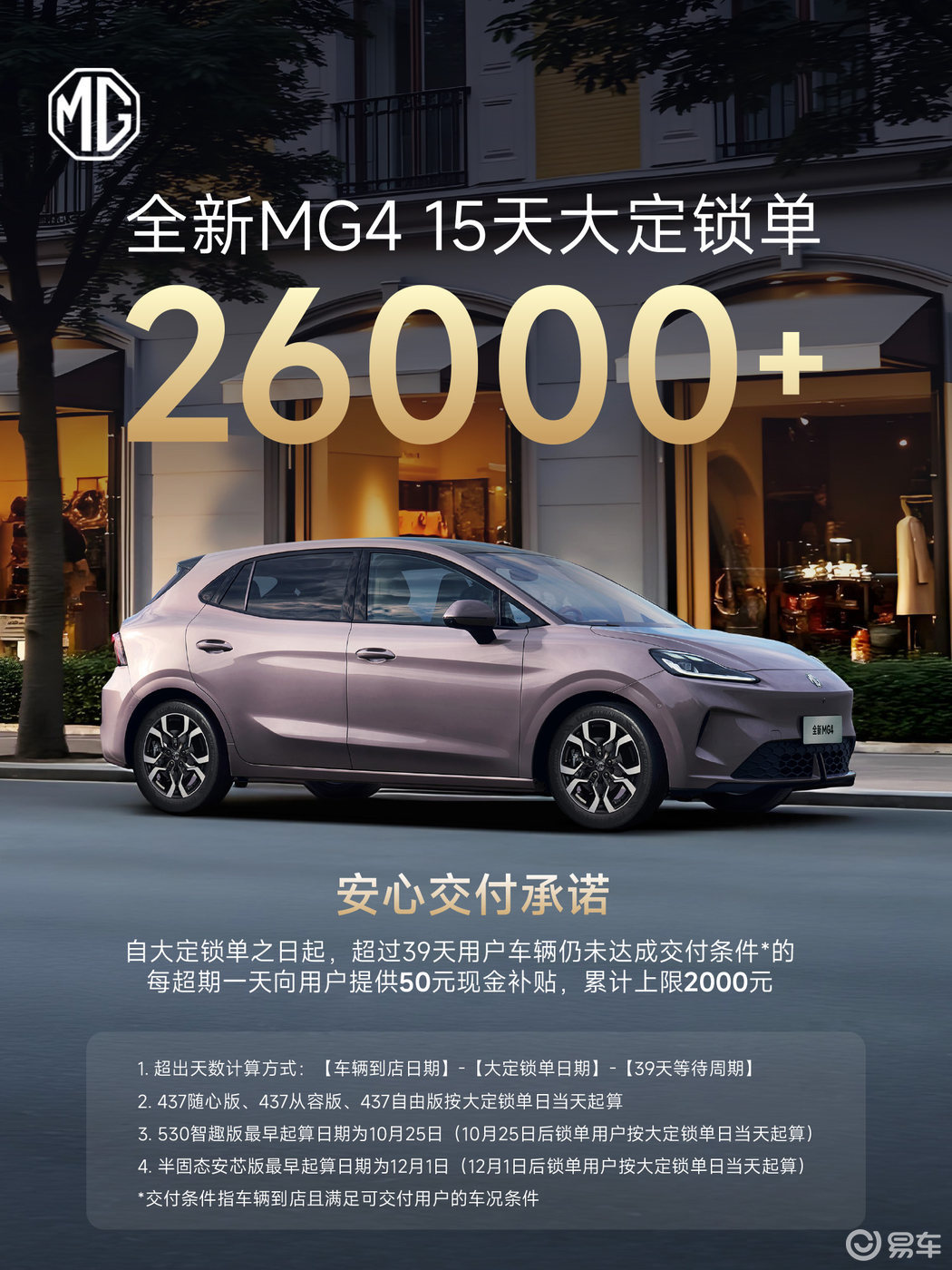 全新MG4大定超26000台，推“超期补贴”加速交付